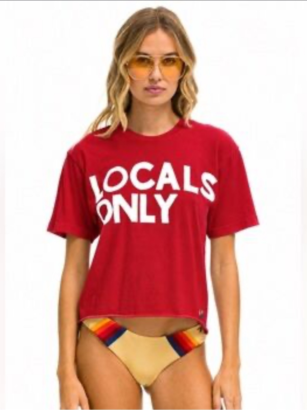 Aviator Nation Red "LOCALS ONLY" Short Sleeve Tee